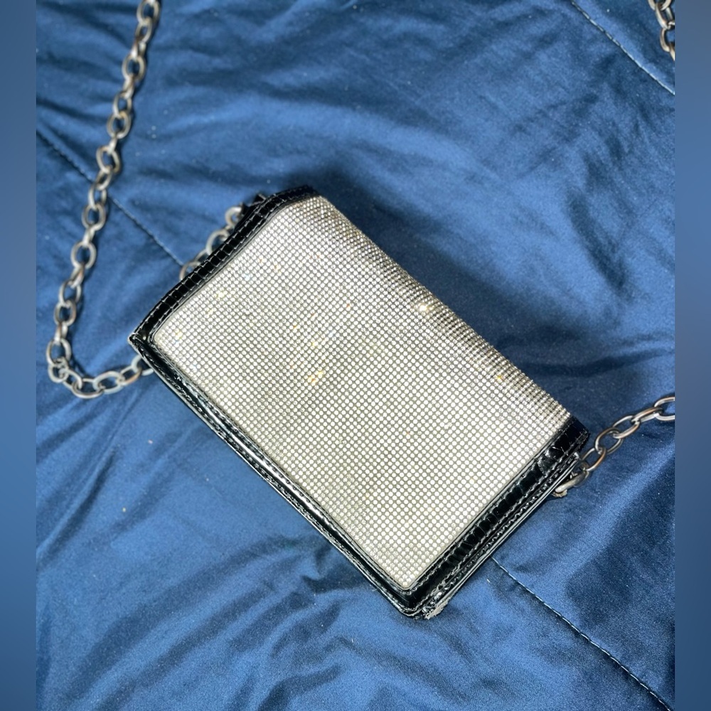 Small Black Rhinestones Embellished Crossbody Purse